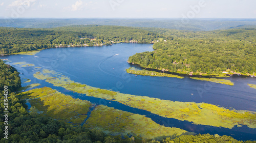 Sunrise and sunset over lake wallenpaupack, westcolang masthope 