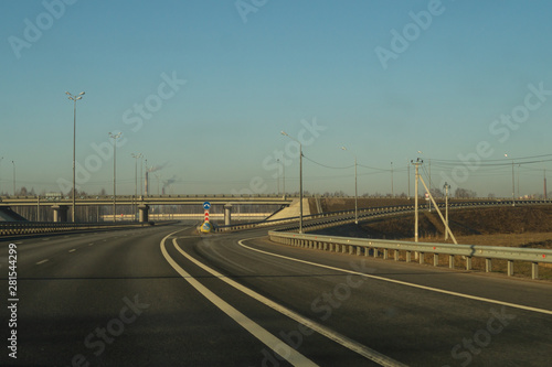 Wide highway. long roadway. road going into the distance