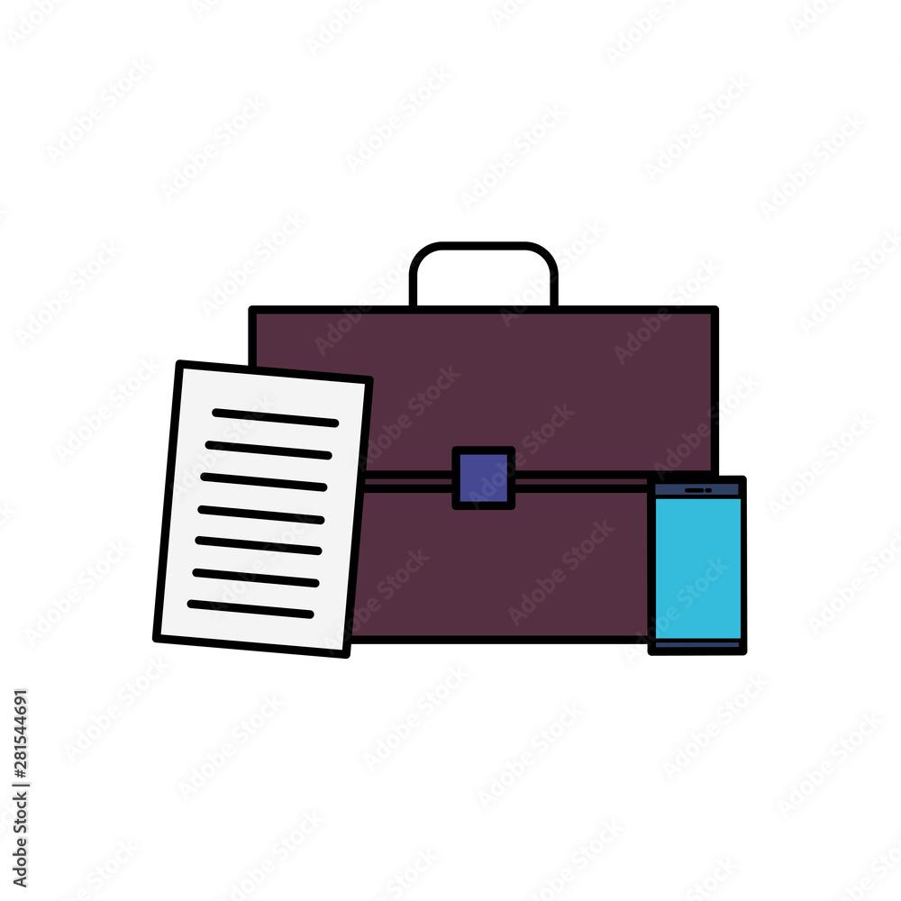 portfolio briefcase with smartphone and documents portfolio briefcase with smartphone and documents