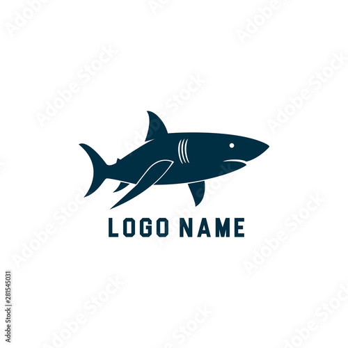 Shark minimalist silhouette logo design. Shark silhouette vector illustration with white background