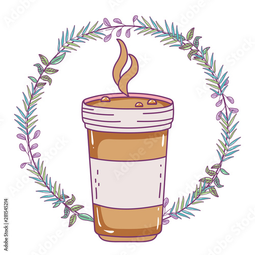 Isolated iced coffee glass vector design