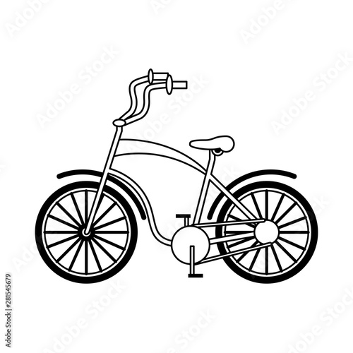 vintage bicycle for tourism symbol in black and white