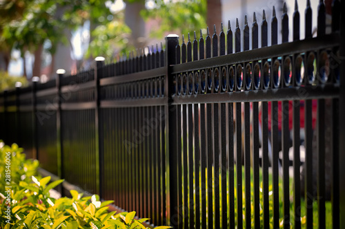 Black Aluminum Fence With Decorative Elements Fototapet