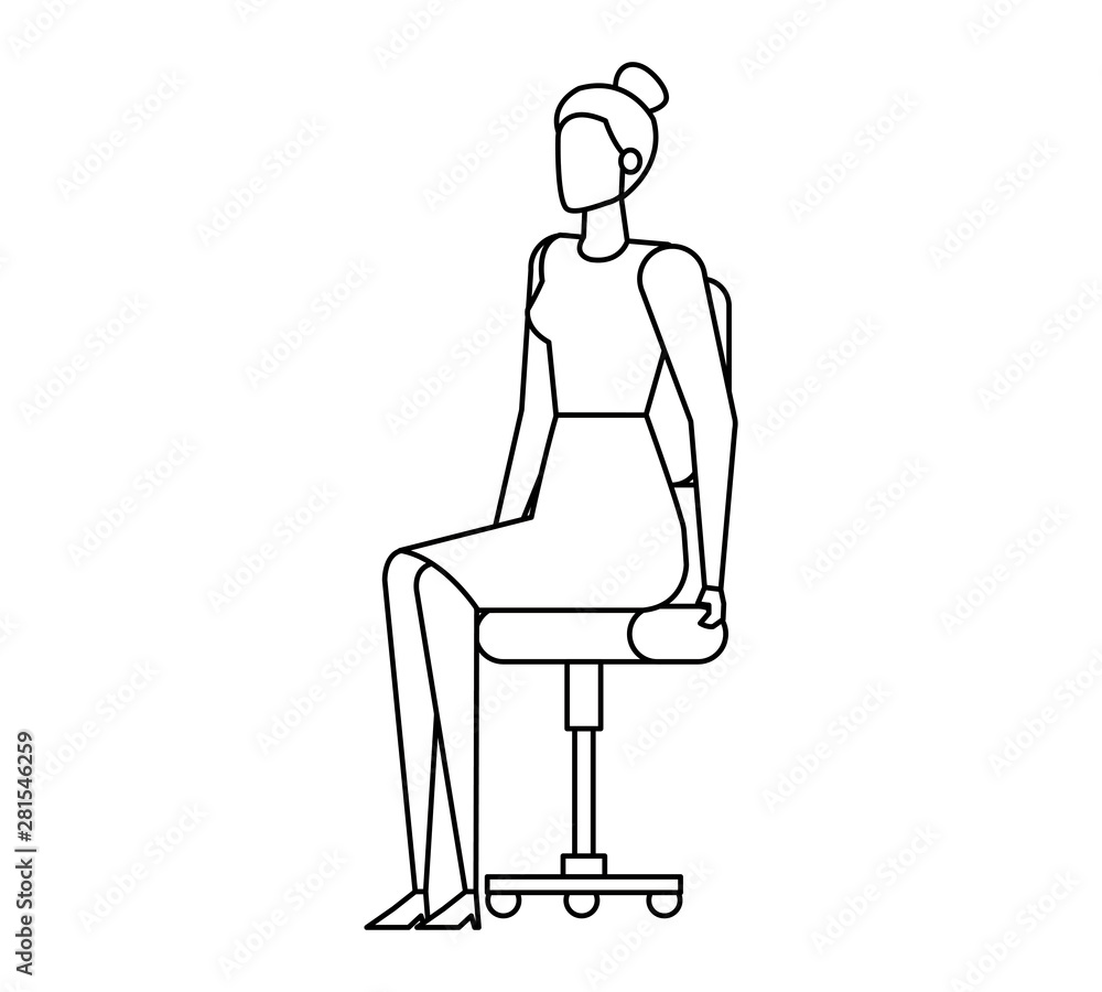 elegant businesswoman worker seated in office chair elegant businesswoman worker seated in office chair