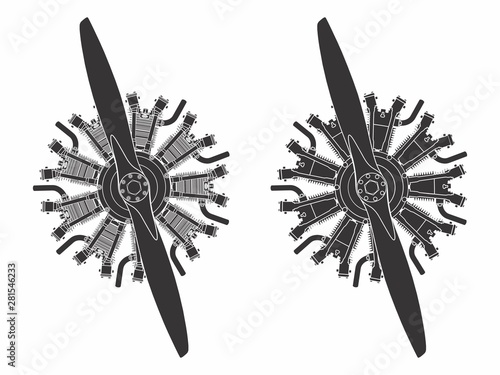 9 cylinder radial engine colored