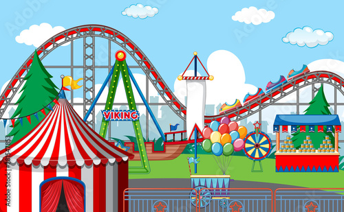 An outdoor funfair scene