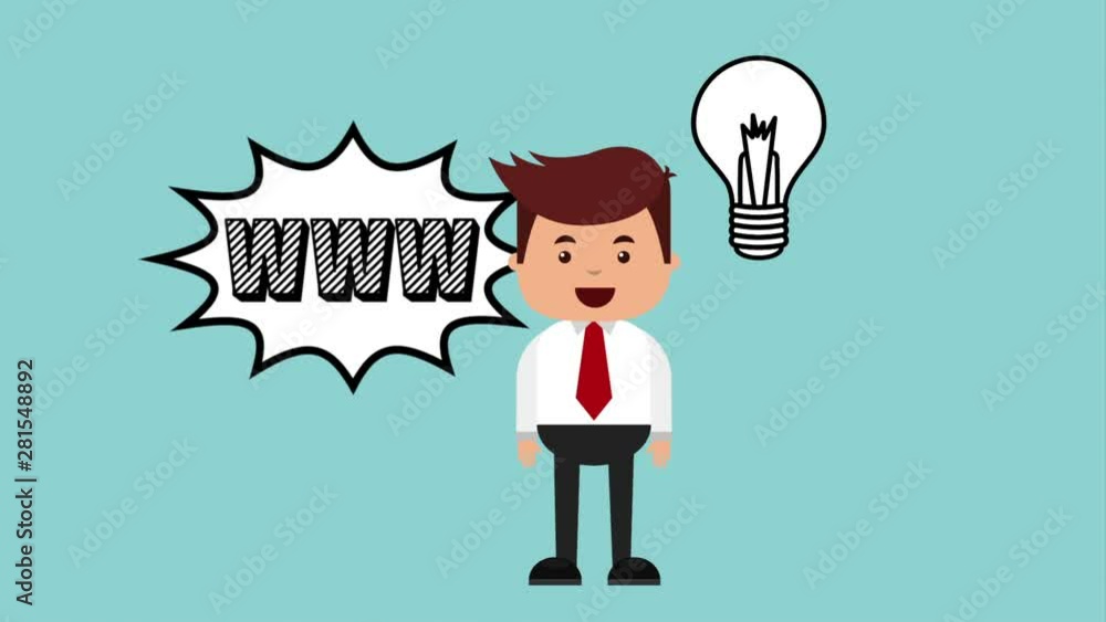 businessman with ecommerce technology animation businessman with ecommerce technology animation