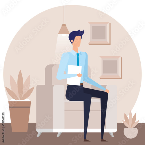 elegant businessman worker in the livingroom