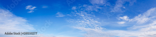 Panorama of clear blue sky with white cloud background. Clearing day and Good weather in the morning.