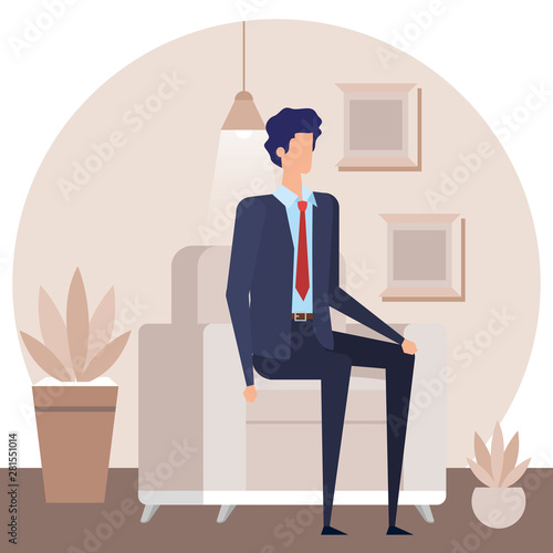 elegant businessman worker in the livingroom