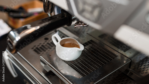 black coffee morning on coffee maker