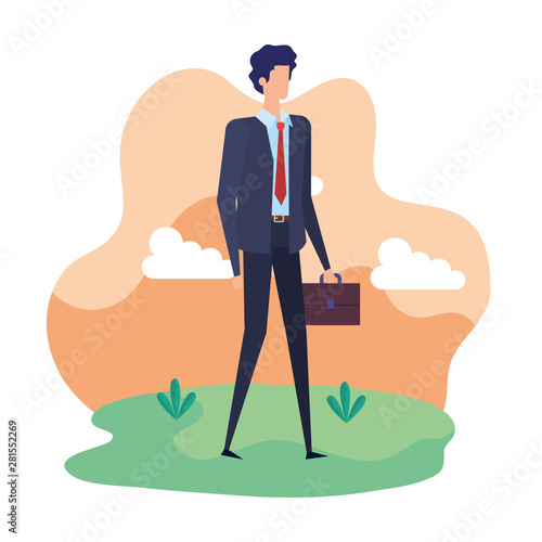 elegant businessman worker in the camp