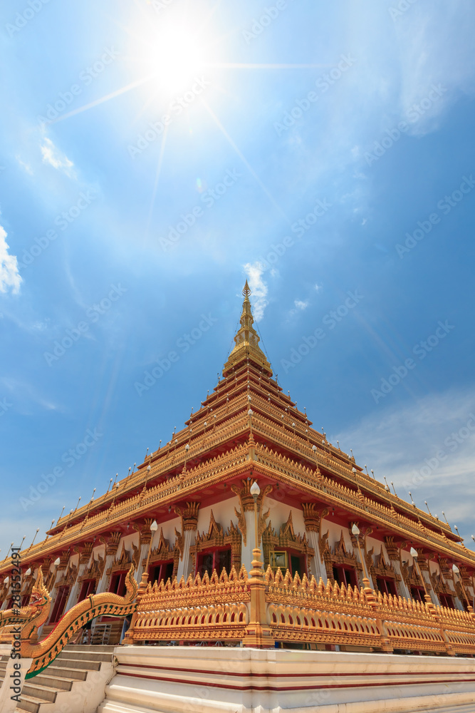 The church has a beautiful golden color in  Phra Mahathat or Wat Nong Wang temple.  Khon Kaen, thailand