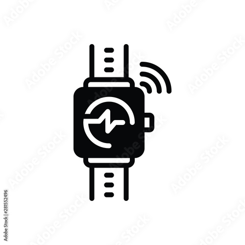 Black solid icon for  wearable tracker 