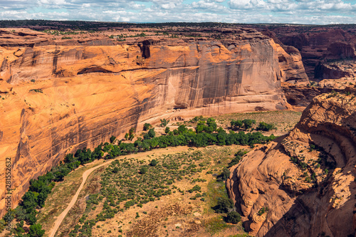 Canyon de Chelly National Monument, Northern Arizona. Fall Trip, Scenic View, Beautiful Cloudy Sky Background