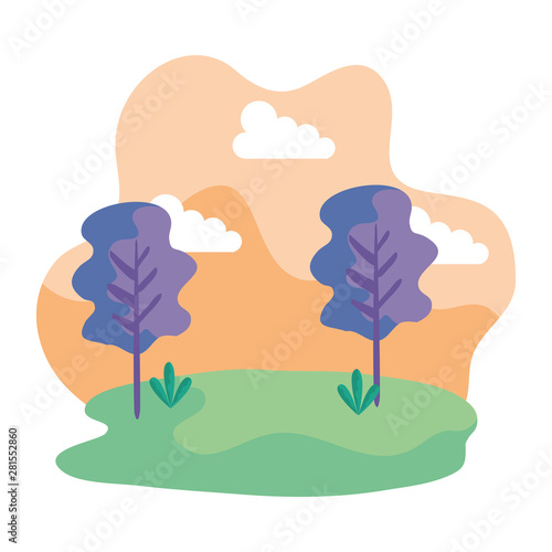 camp field landscape scene icon