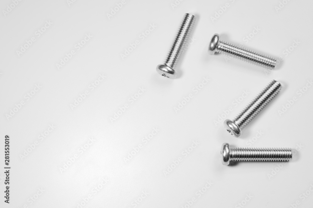 Screws on a white background