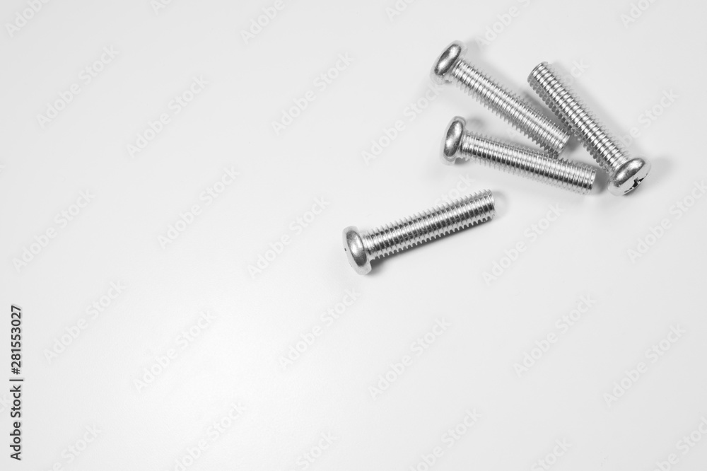 Screws on a white background Screws on a white background