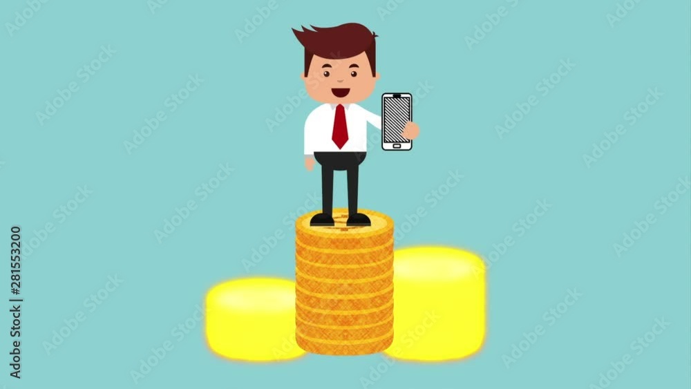 businessman with ecommerce technology animation businessman with ecommerce technology animation