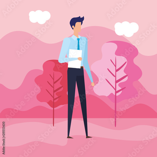 elegant businessman worker in the camp