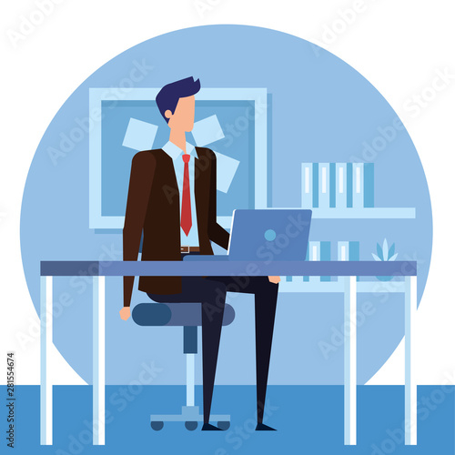 elegant businessman worker in the office scene