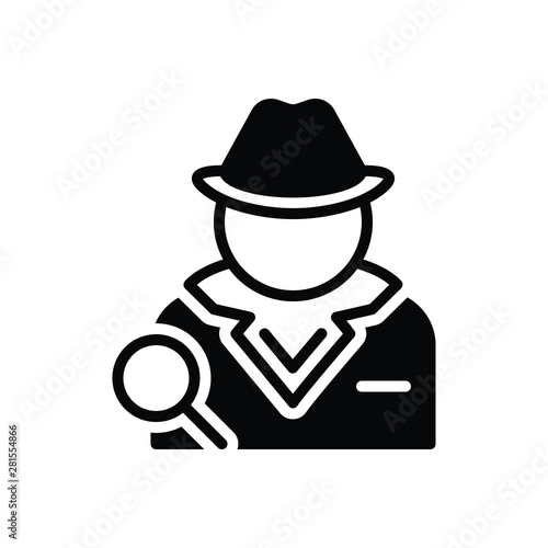 Black solid icon for detective 