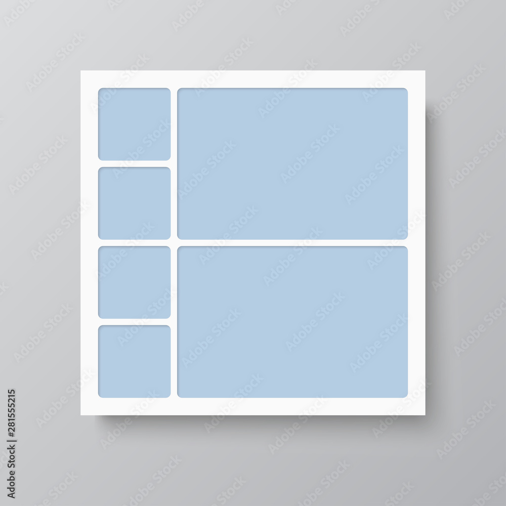 Vector empty collage six frames, photo, parts. Vector empty collage six frames, photo, parts.