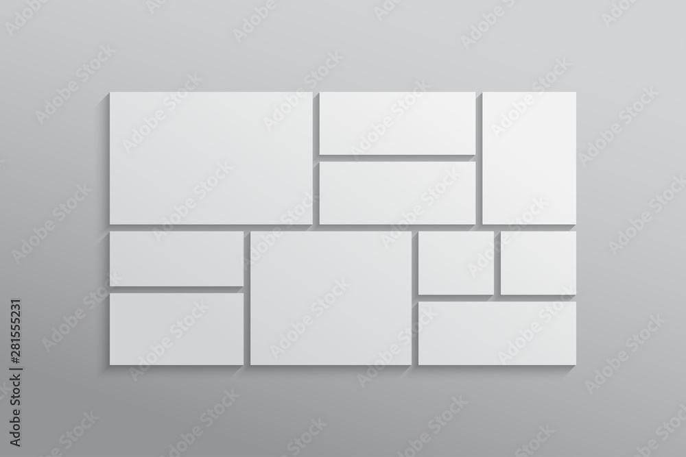 Vector empty collage board ten frames, photo Vector empty collage board ten frames, photo