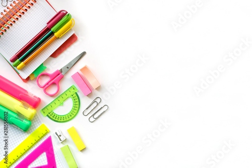 School and Office drawing supplies isolated on white background. Back to school. Free space for text.