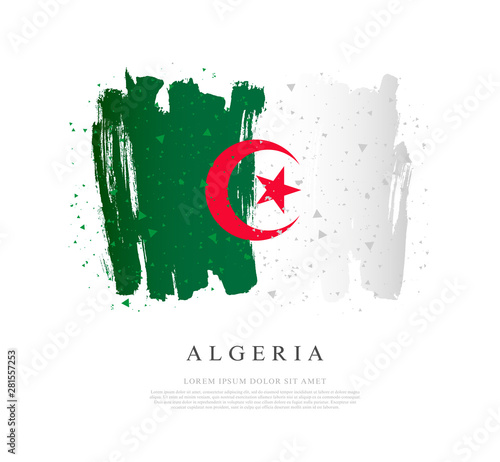Flag of Algeria.  Brush strokes are drawn by hand. Independence Day.
