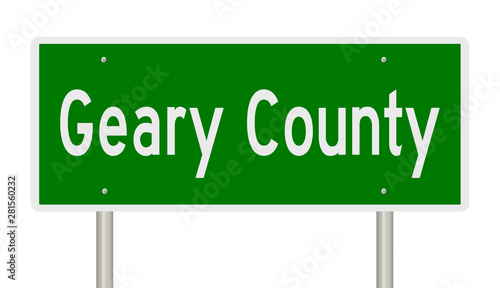 Rendering of a green highway sign for Geary County Kansas photo