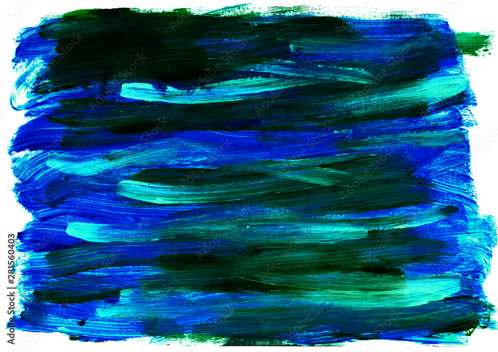 Dark blue watercolor splashes background on white. Paint stains with spots, blots, grains, splashes. Colorful acrylic abstract wallpaper.