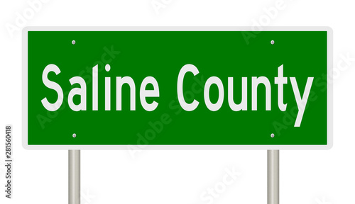 Rendering of a green highway sign for Saline County Kansas photo