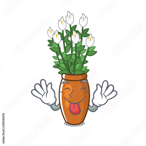 Tongue out peace lily isolated with the mascot