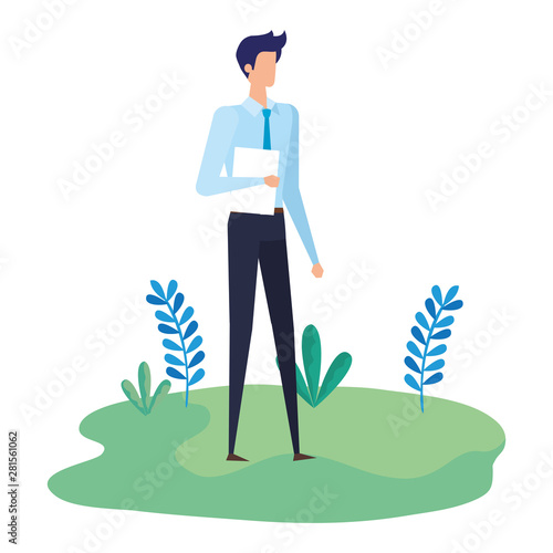 elegant businessman worker in the camp