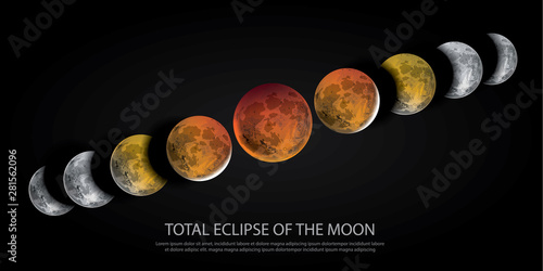 Total Eclipse of the Moon Vector illustration