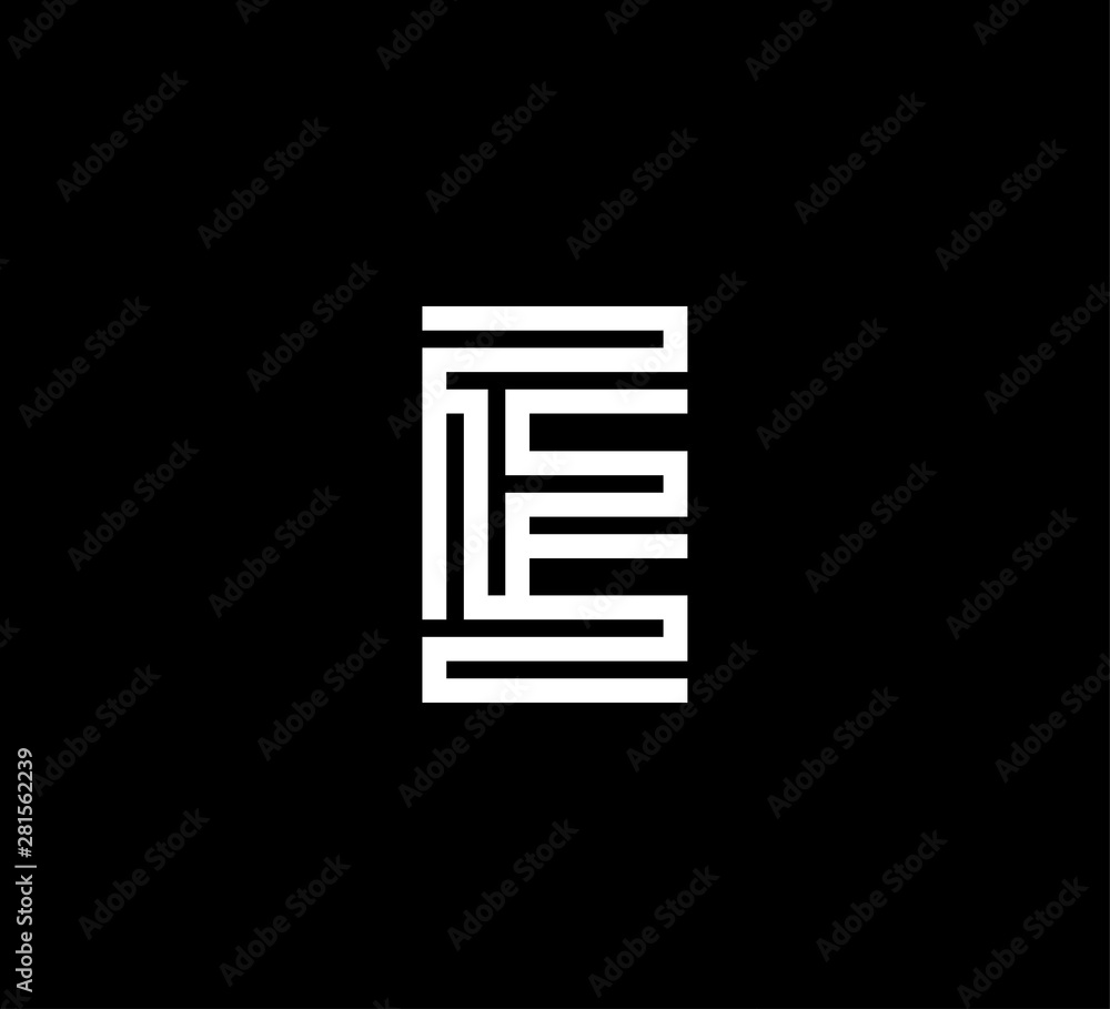 Initial white letter line shape logo black background E Initial white letter line shape logo black background E