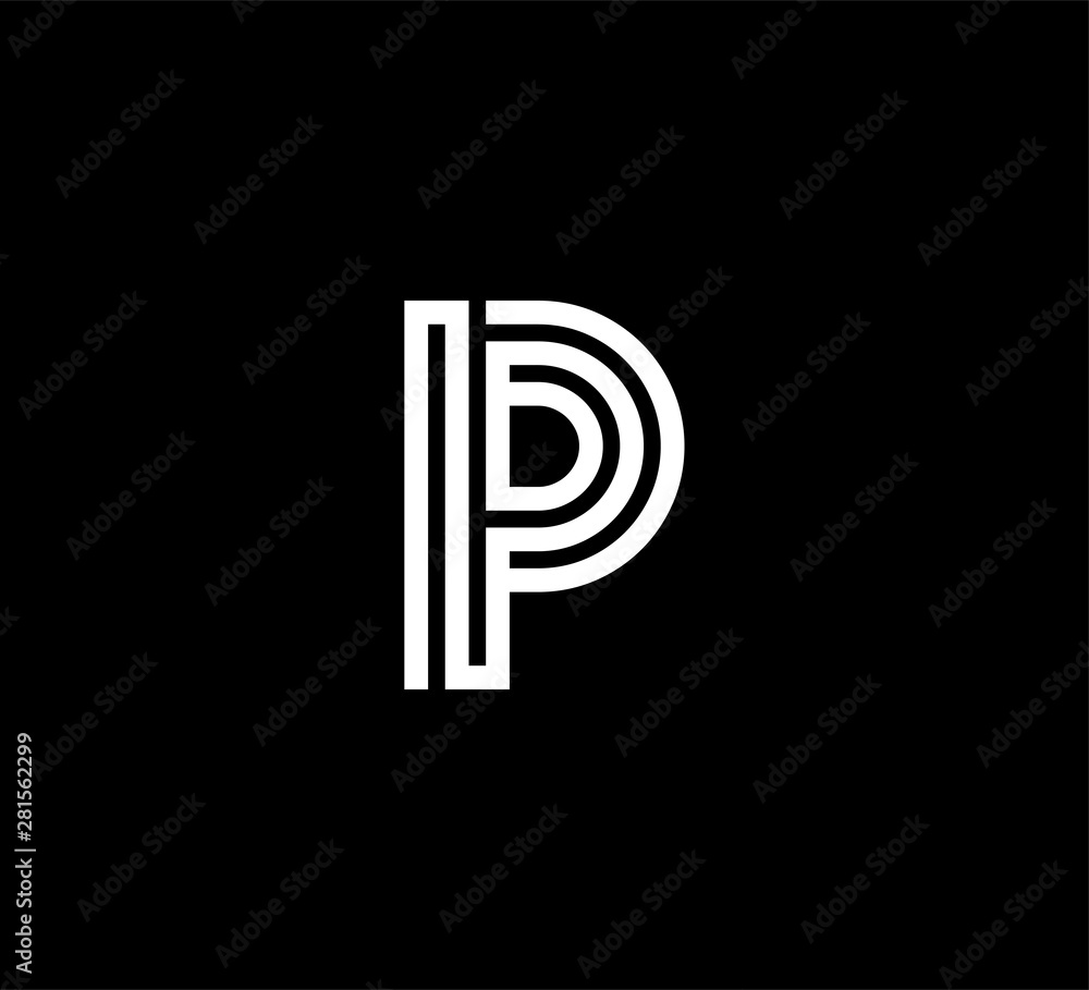 Initial white letter line shape logo black background P Initial white letter line shape logo black background P