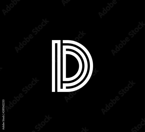 Initial white letter line shape logo black background D