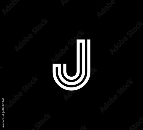 Initial white letter line shape logo black background J