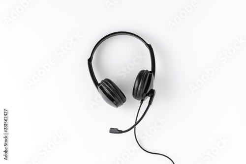 Photography Customer service headset on white background. Call center concept
