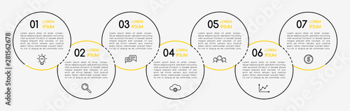 Business infographic with 7 options. Vector