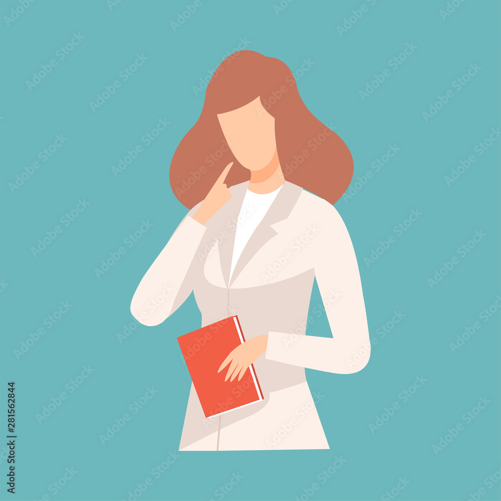 Female Doctor Raising Up Her Finger Giving Advice or Recommendation, Professional Medical Worker Character in White Lab Coat Vector Illustration Female Doctor Raising Up Her Finger Giving Advice or Recommendation, Professional Medical Worker Character in White Lab Coat Vector Illustration