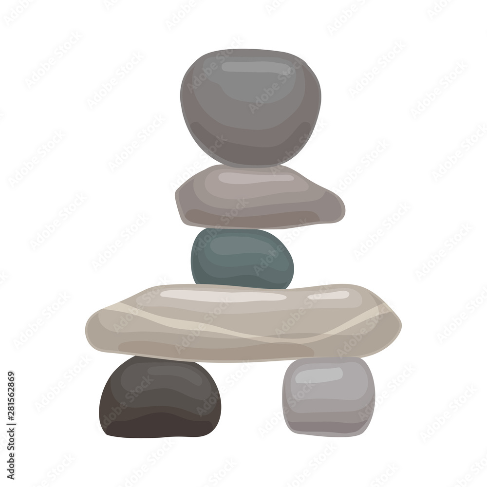 Four large flat stones lie on two small ones. Vector illustration on white background. Four large flat stones lie on two small ones. Vector illustration on white background.