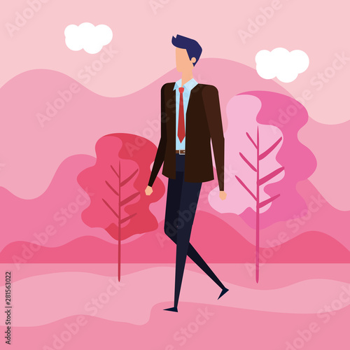 elegant businessman worker in the camp