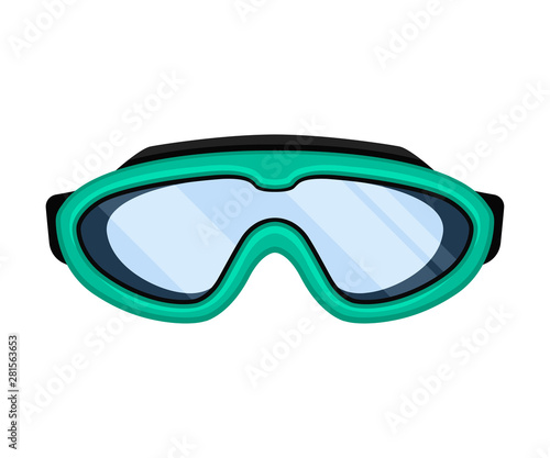 Turquoise mask for swimming. Vector illustration on white background.