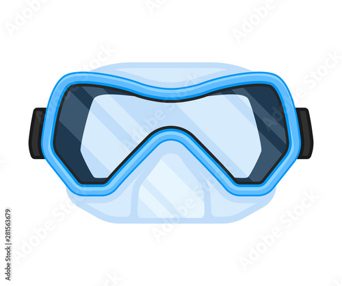 Wide light blue mask for swimming. Vector illustration on white background.