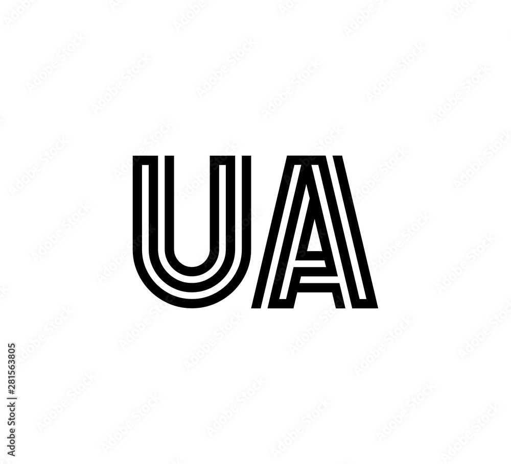 Initial two letter black line shape logo vector UA Initial two letter black line shape logo vector UA