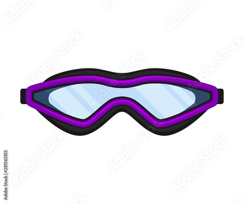 Purple mask for swimming. Vector illustration on white background.
