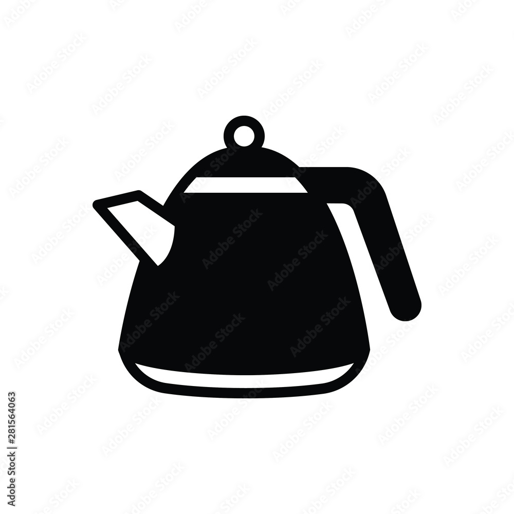 Obraz premium Black solid icon for kettle